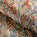 Lee Jofa Taplow Print Clay/Blue Linen Fabric for Upholstery & Decor