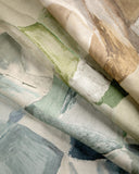 Sophisticated Painterly Leaf Mural Linen Fabric - Abstract Cosmopolitan Art Pattern