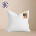 12x12 Throw Pillow Insert: Hypoallergenic Faux Down, Indoor Outdoor, Made in USA